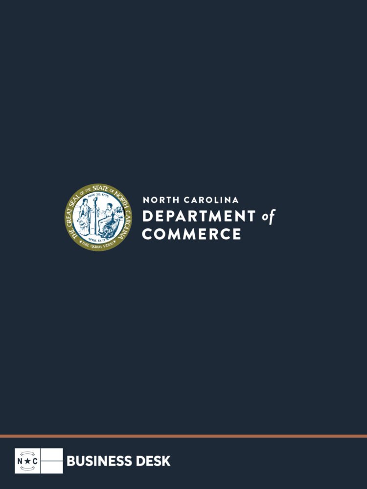 North Carolina Department of Commerce logo on a Deep Navy background above the NC Business Desk footer.