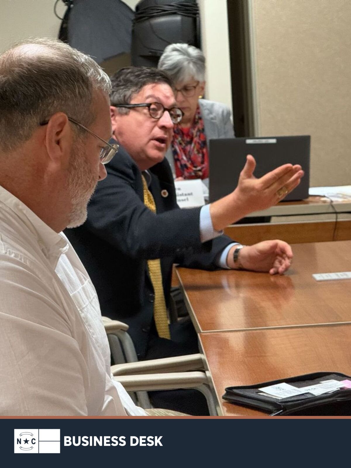 Ronda officials address the North Carolina Local Government Commission at its Sept. 1, 2026, meeting. File photo.