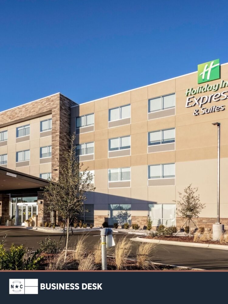 Holiday Inn Express & Suites at 839 Medical Center Drive in Wilmington above the NC Business Desk footer.