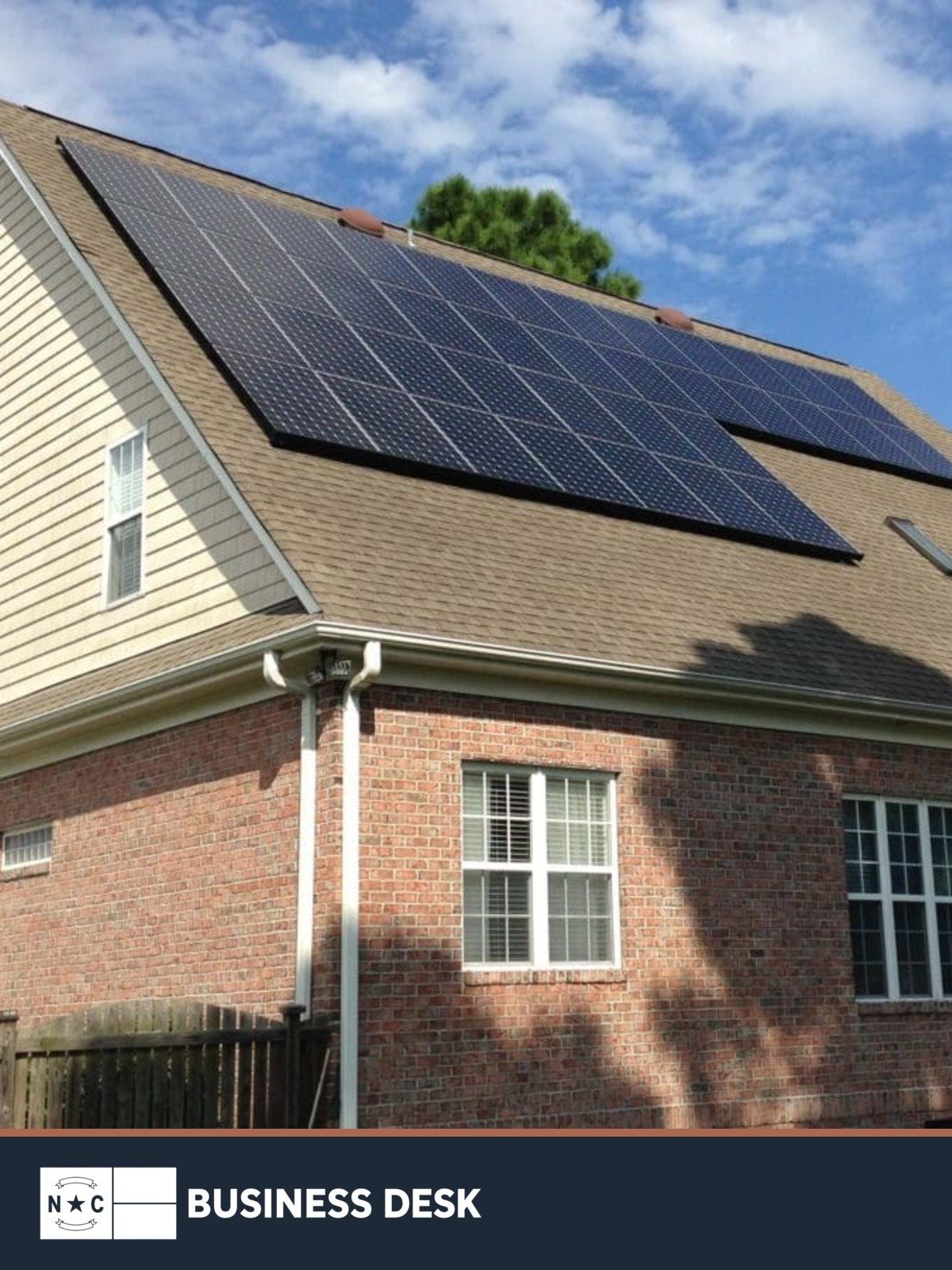 Solar panels on the roof of a Wilmington home.