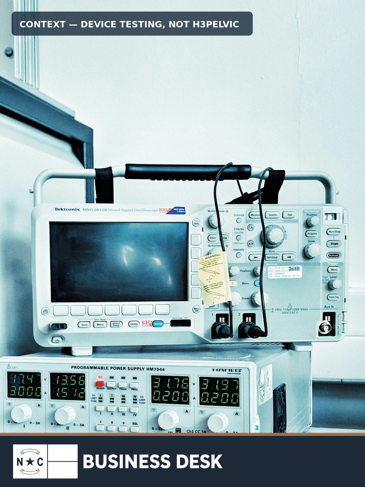 Electronic test equipment in a laboratory; contextual image, not an H3Pelvic product or facility