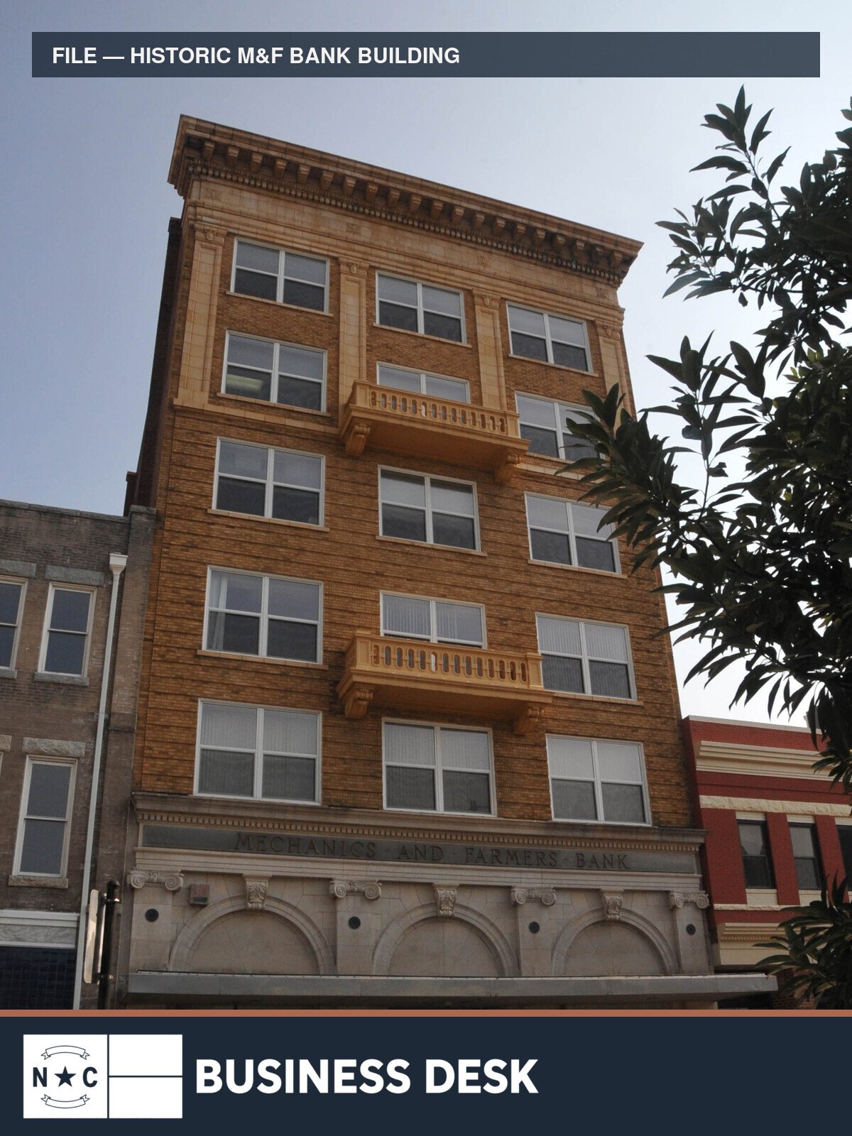Historic Mechanics and Farmers Bank building in Durham, shown in a labeled 2007 file photograph.