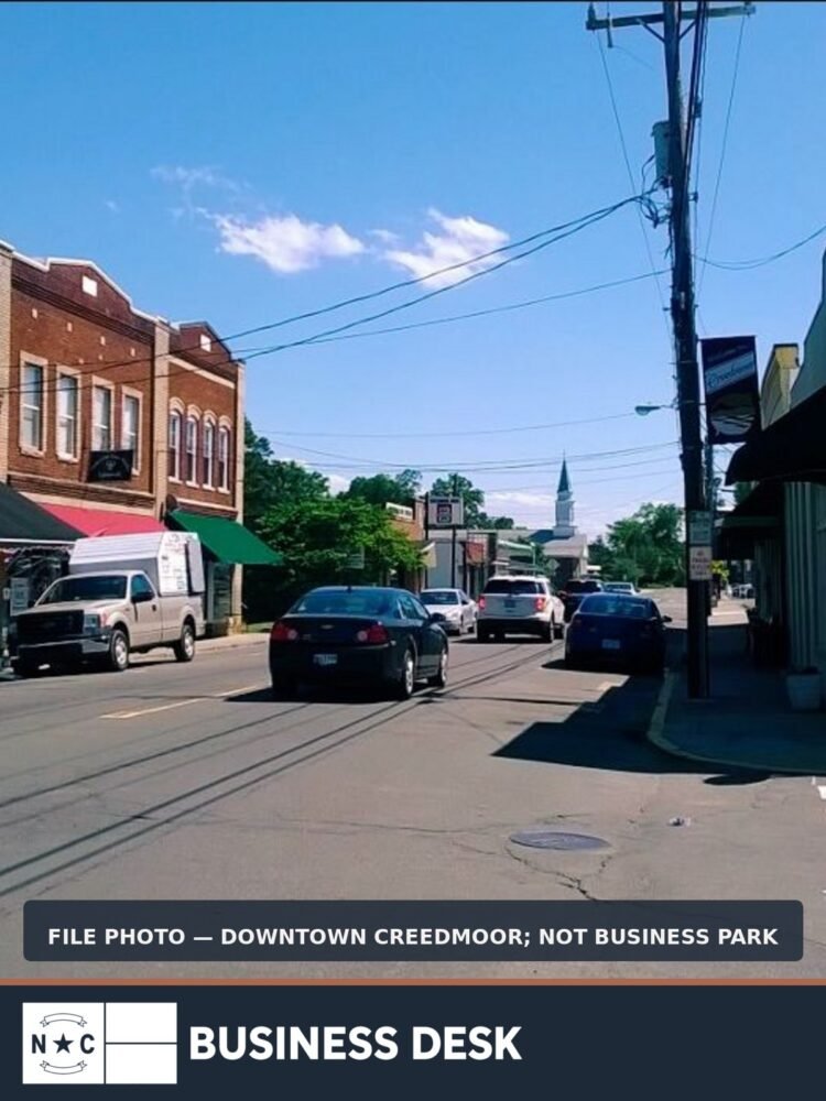File photograph of downtown Creedmoor, North Carolina, labeled as not depicting Creedmoor Business Park.
