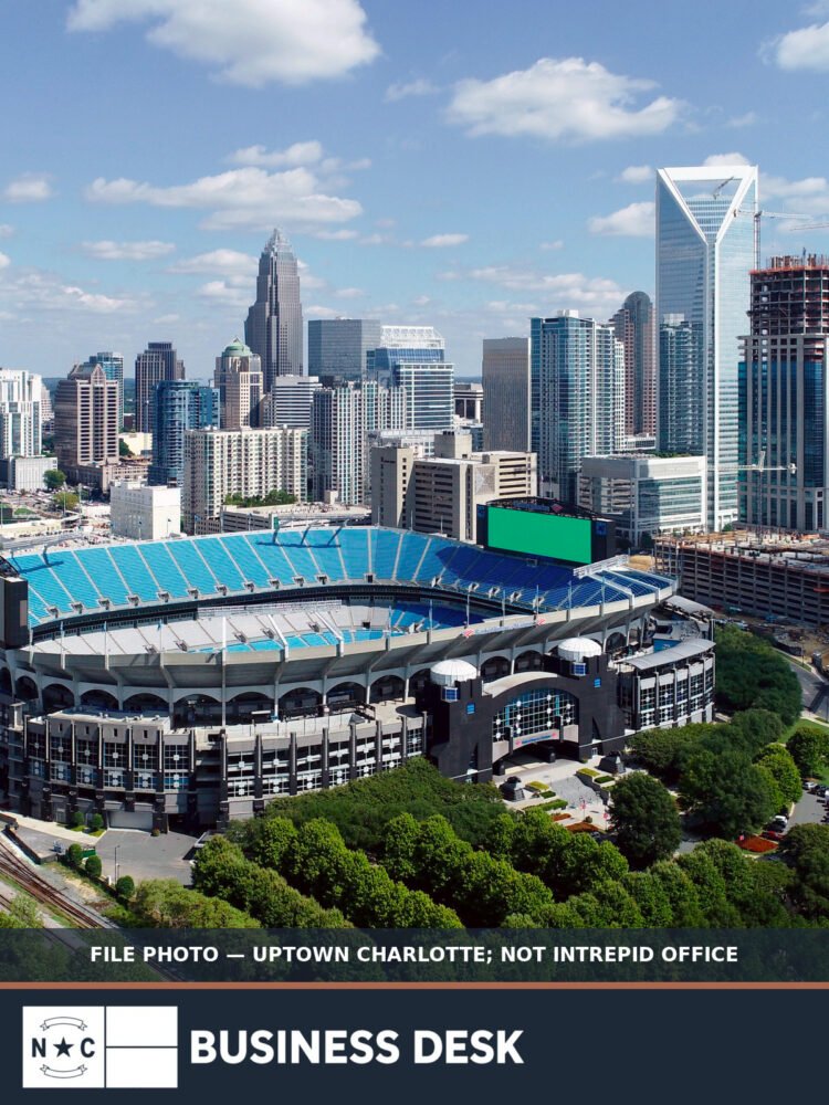 File photograph of Uptown Charlotte, labeled as not depicting the Intrepid office.