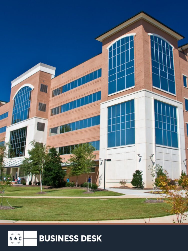 The Technology Building at Forsyth Technical Community College’s main campus in Winston-Salem, shown above the NC Business Desk footer.