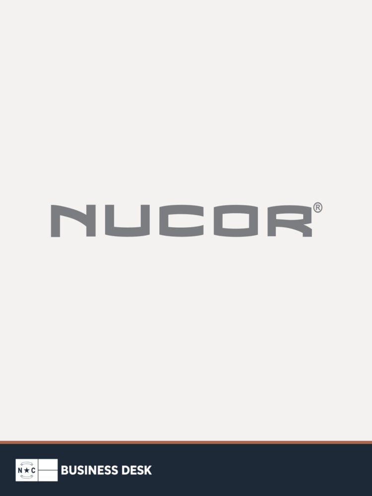 Nucor logo on a neutral light background above the NC Business Desk footer.