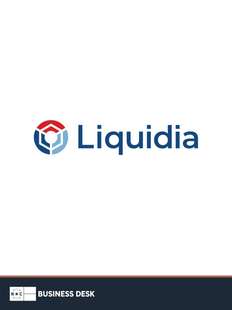 Official Liquidia corporate logo on a white field above the approved NC Business Desk footer.