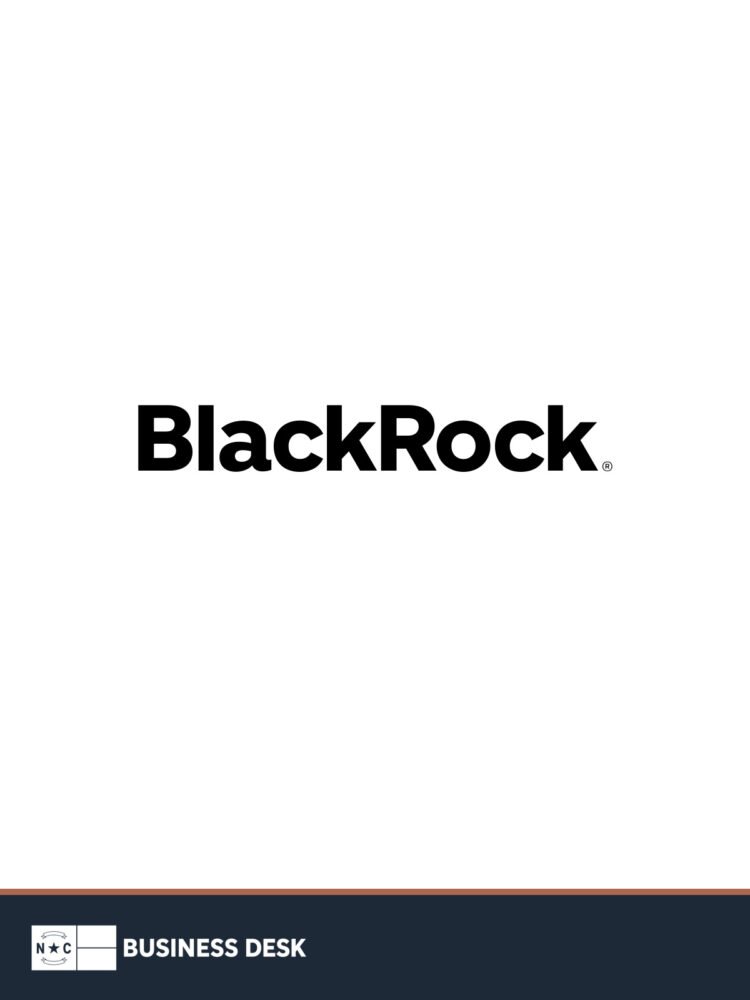 Official BlackRock corporate logo on a white field above the approved NC Business Desk footer.
