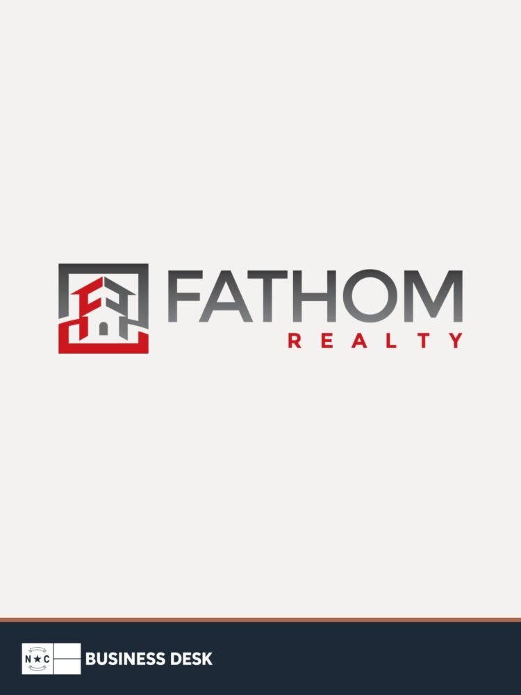 Fathom Realty official logo on a warm white field above the NC Business Desk footer.