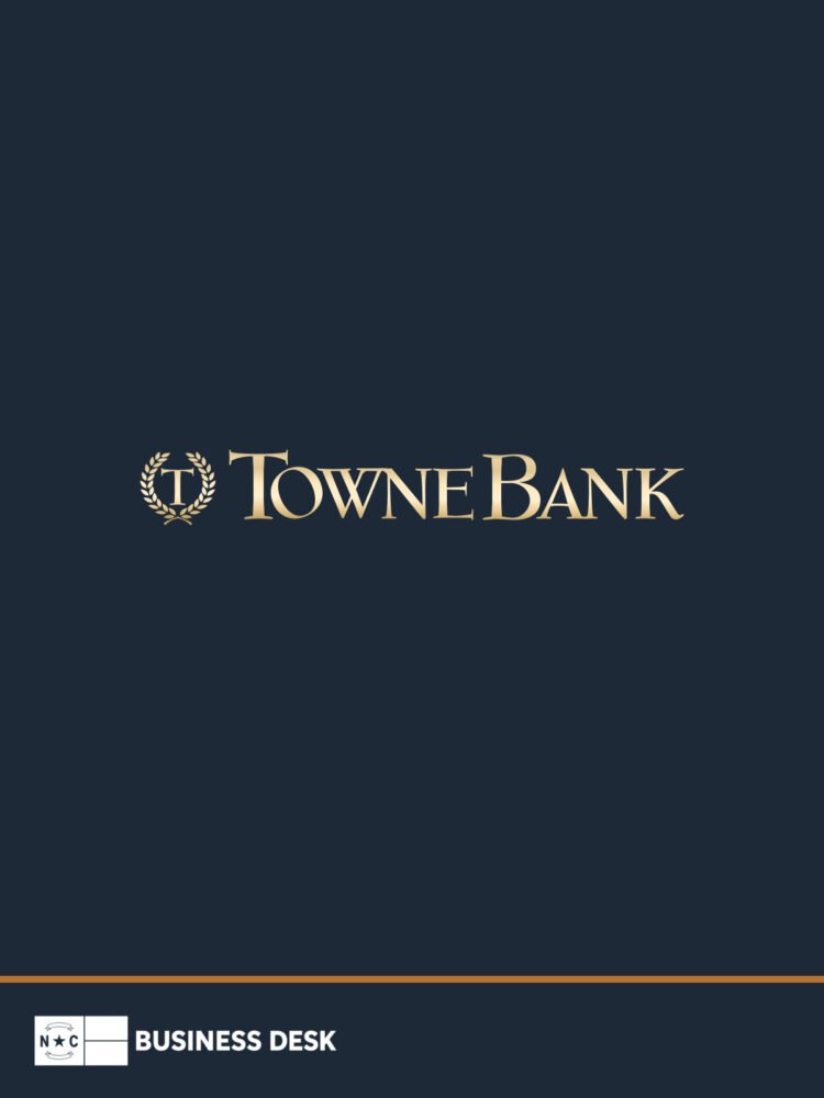 TowneBank logo on a deep navy field above the NC Business Desk footer.