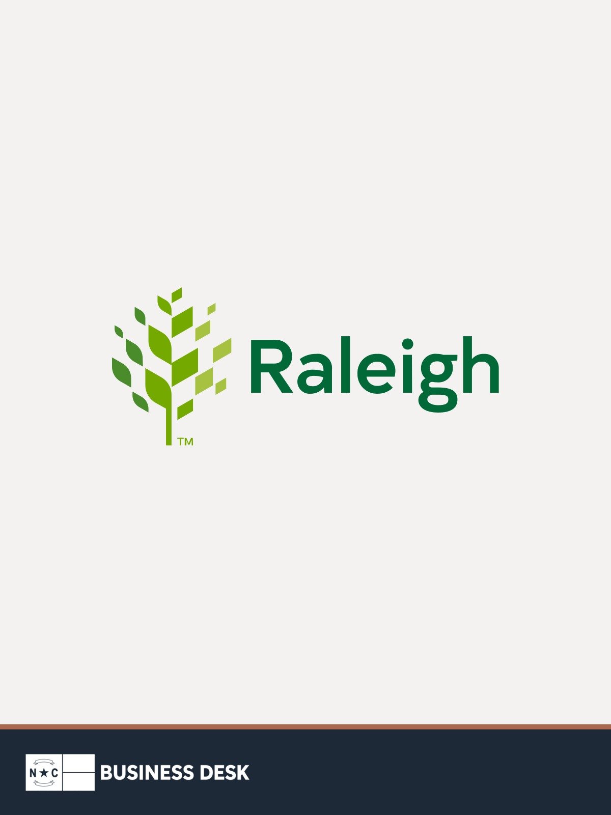 City of Raleigh official logo on a warm-white field above the NC Business Desk footer.