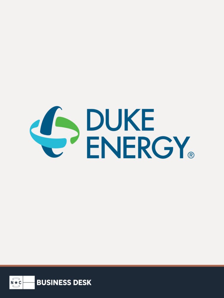 Duke Energy logo on a warm-white field above the approved NC Business Desk footer.