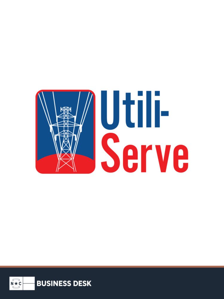 Official Utili-Serve logo on a white field above the NC Business Desk footer.