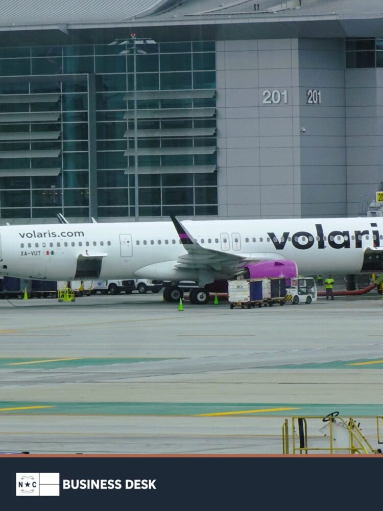 A Volaris Airbus A321neo at Los Angeles International Airport in May 2026.