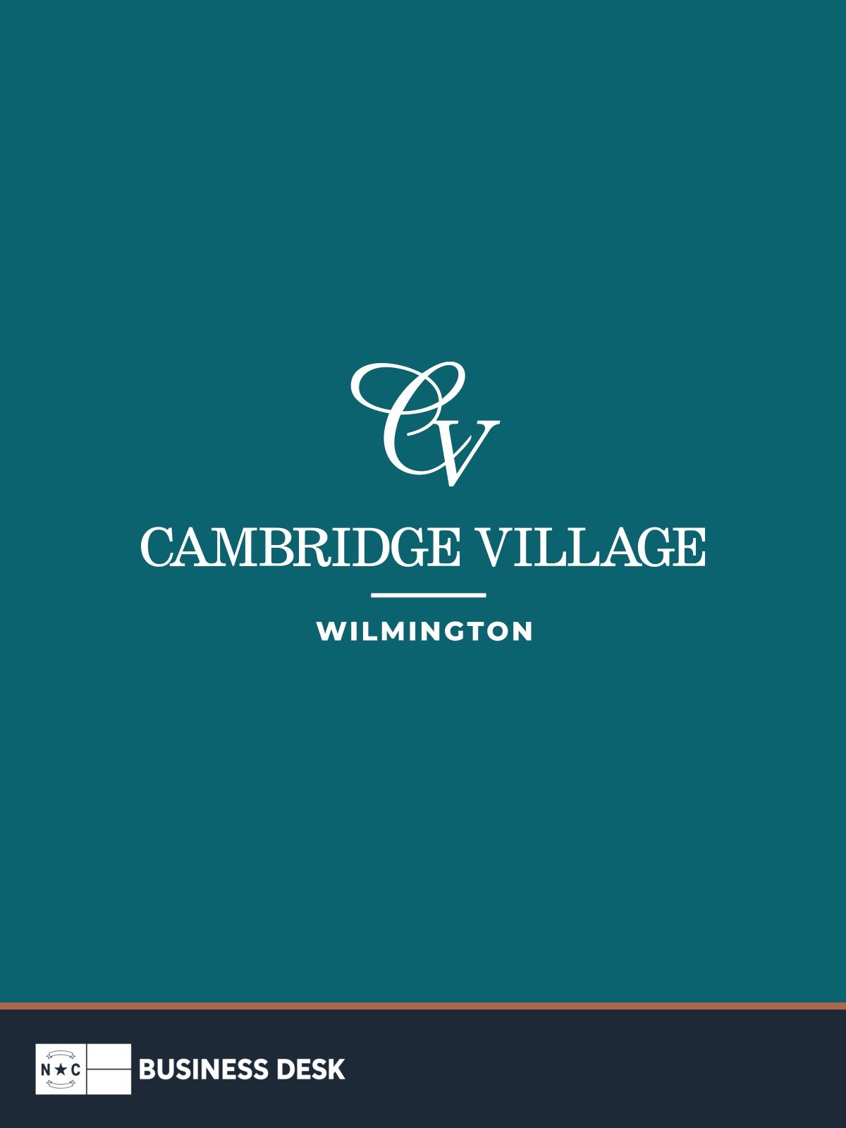 Official Cambridge Village Wilmington logo above the NC Business Desk footer.