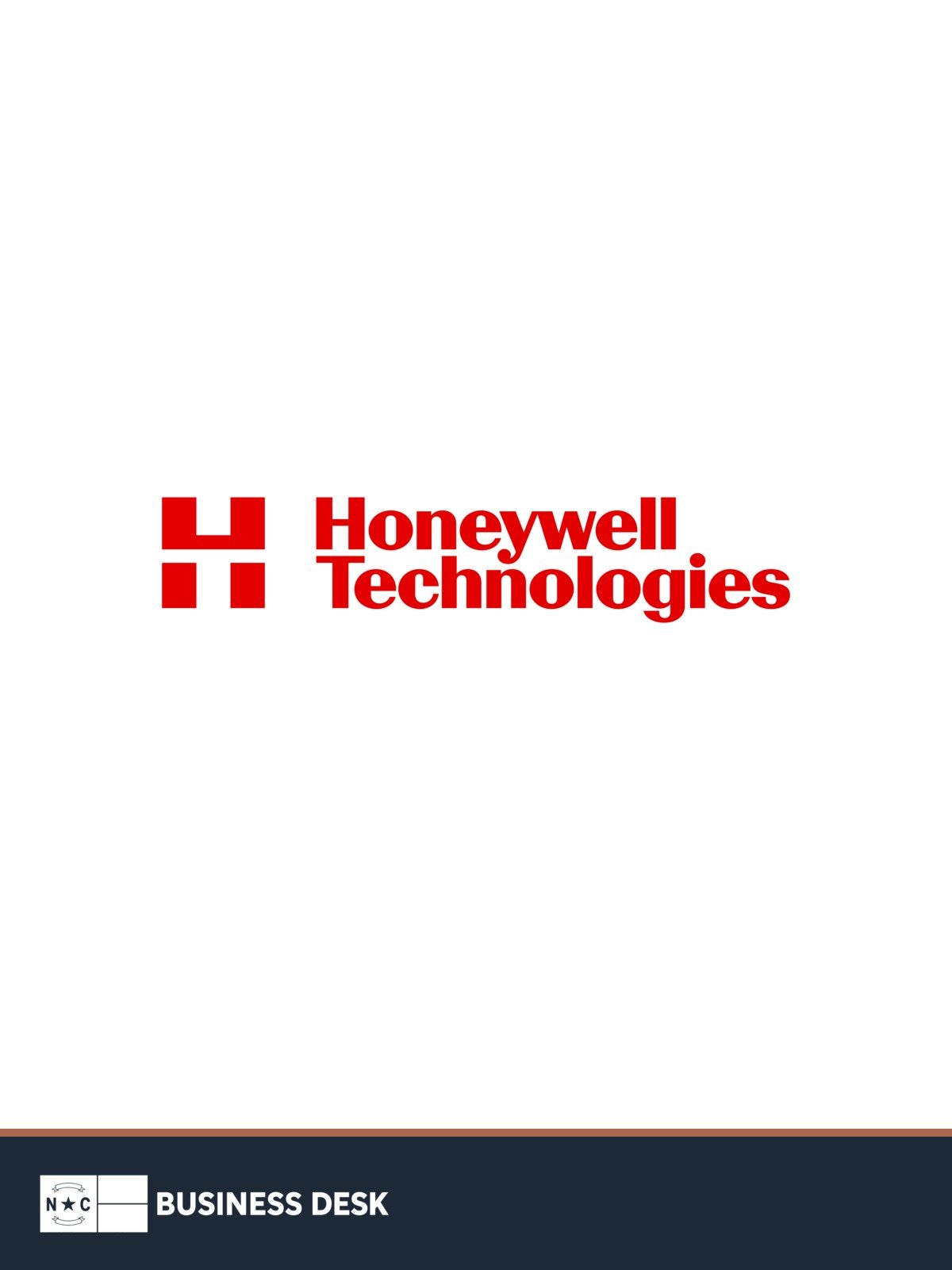 Official Honeywell Technologies logo centered on a white field above the NC Business Desk footer.